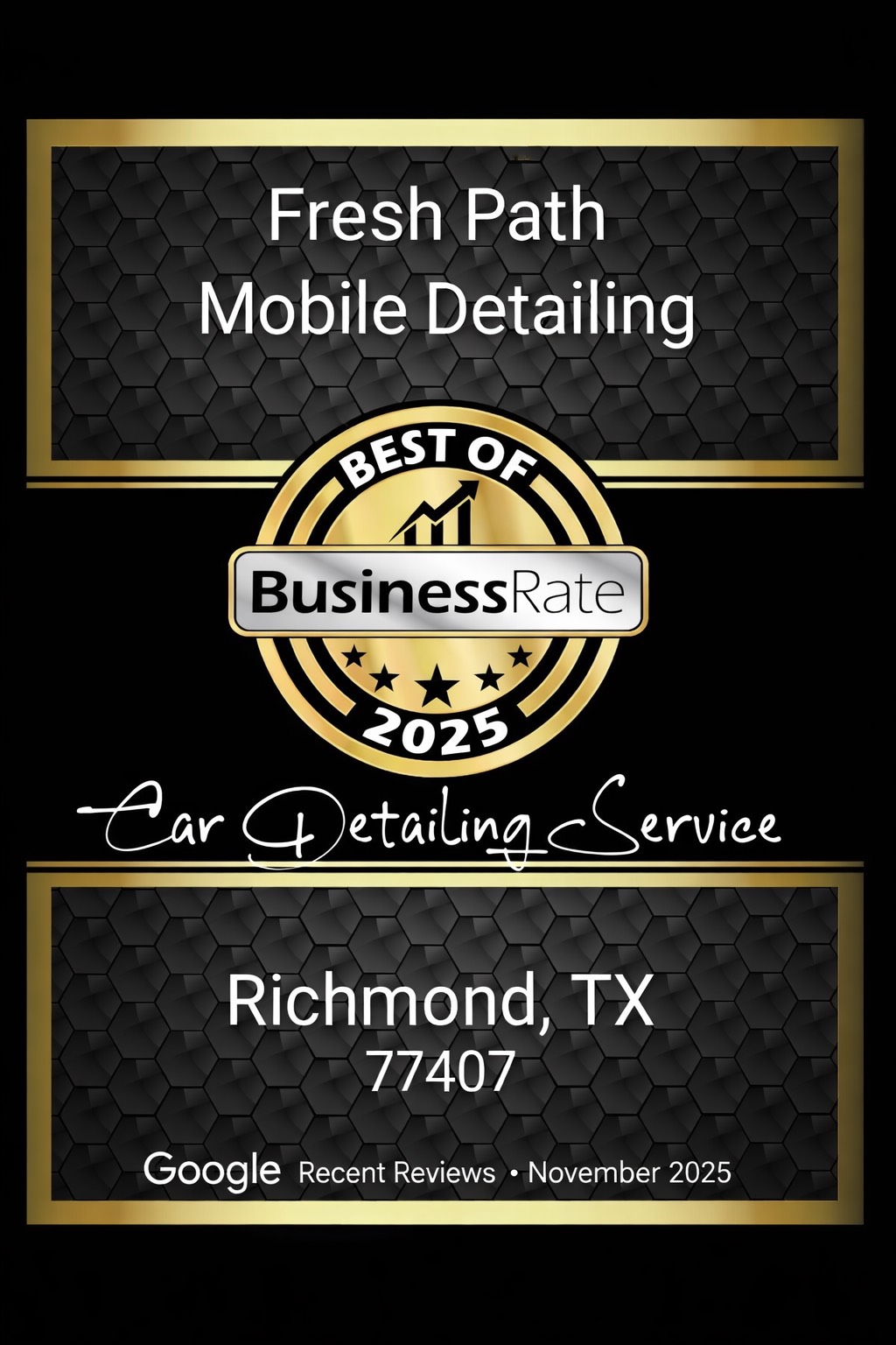 Best of 2025 BusinessRate Award - Fresh Path Mobile Detailing